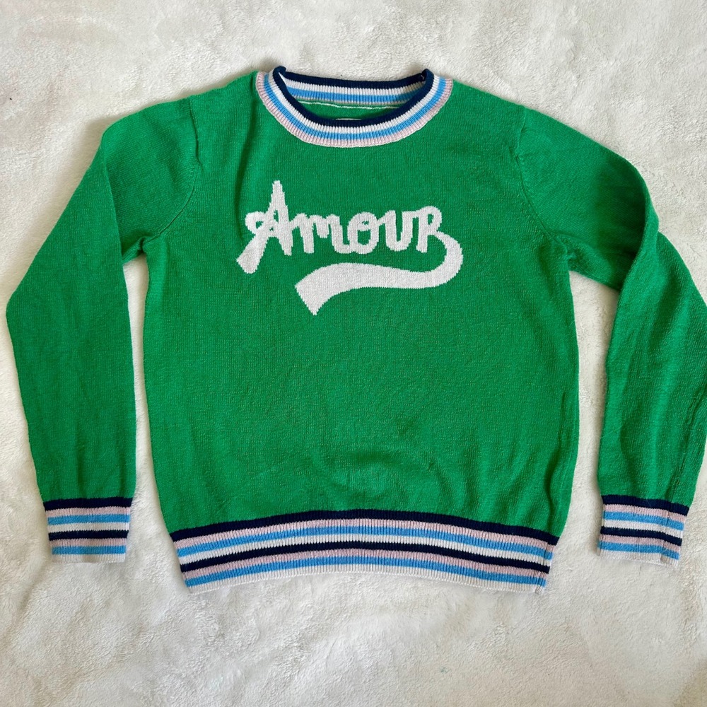 Gymboree Amour Intarsia Knit Sweater Girls Size S 5-6 Green Striped
